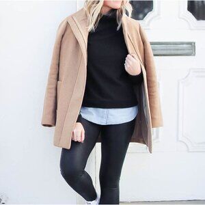 J Crew Factory City Coat Tan Camel Wool Blend Jacket AB945 Size 8